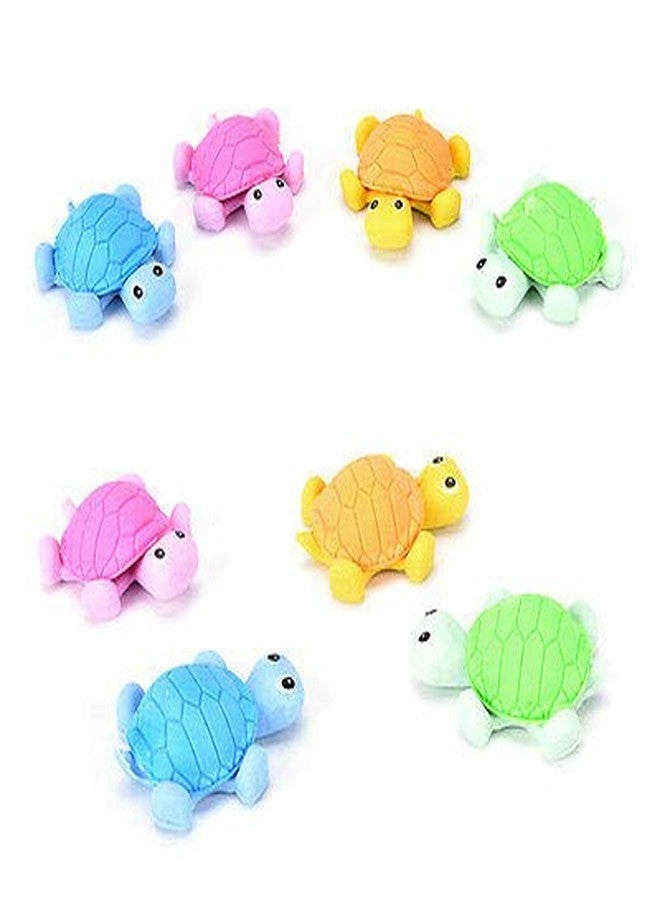 TECHNOCHITRA Newest Cute Tortoise Shape Erasers for School Kids Idea for Kid's Birthday Return Gift, Pack of 8 (Multi) - Image 2